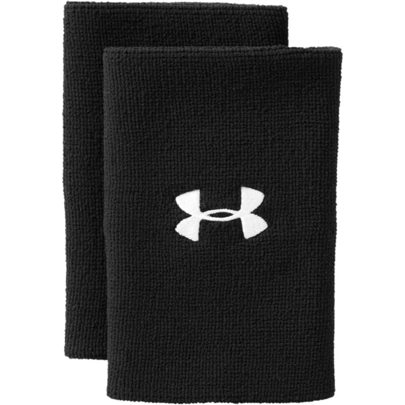 [Australia] - Under Armour Adult 6-inch Performance Wristband 2-Pack Black (001)/White One Size 