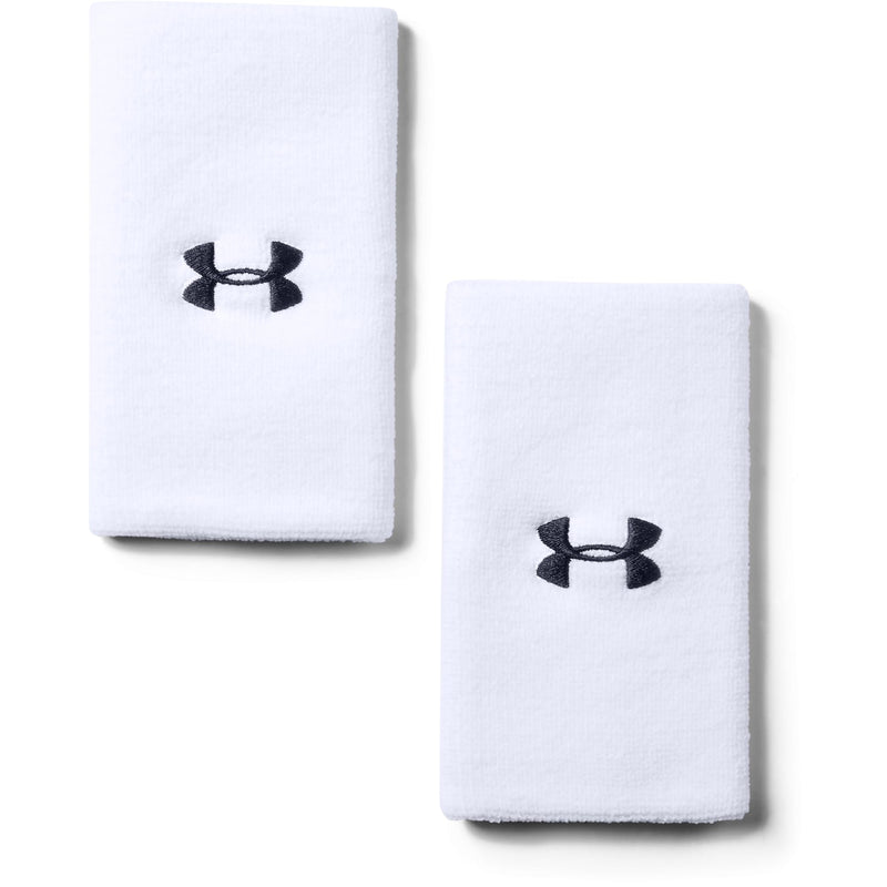 [Australia] - Under Armour Adult 6-inch Performance Wristband 2-Pack White (100)/Black One Size 
