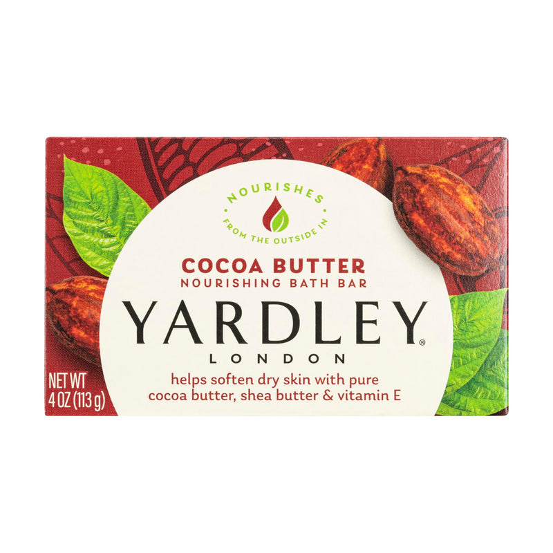 Yardley London Nourishing Bath Soap Bar Cocoa Butter, Helps Soften Dry Skin with Pure Cocoa Butter, Shea Butter & Vitamin E, 4.0 oz Bath Bar, 1 Soap Bar 1 Count (Pack of 1)