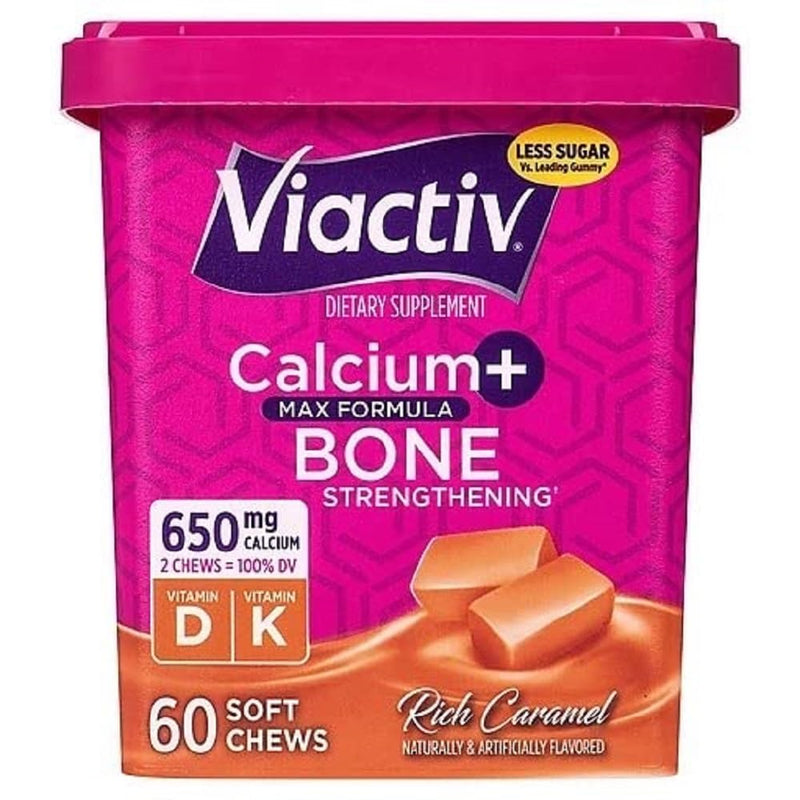 [Australia] - Viactiv Calcium +Vitamin D3 Supplement Soft Chews, Caramel, 60 Chews - Calcium Dietary Supplement for Bone Health 