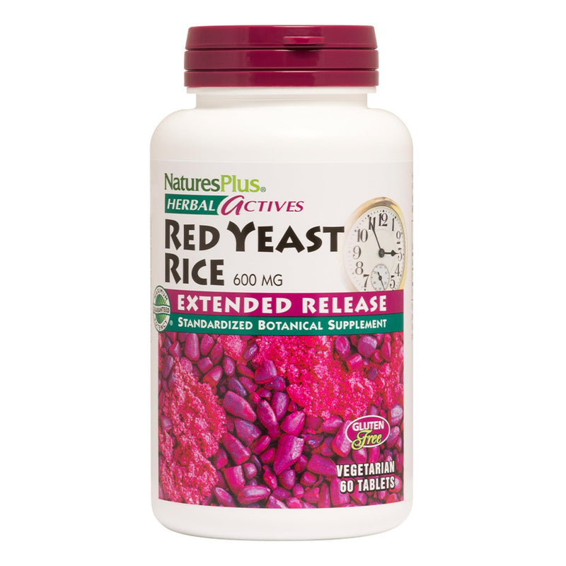 [Australia] - Natures Plus Herbal Actives Red Yeast Rice, Extended Release - 600mg, 60 Vegan Tablets - Herbal Supplement - Cholesterol Support - Vegetarian, Gluten-Free - 60 Servings 60 Count (Pack of 1) 