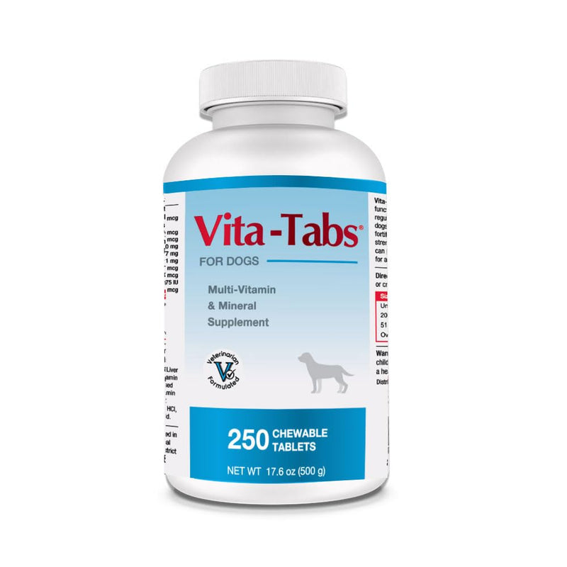 Vita-Tabs - Essential Vitamins, Minerals, Nutrients - Health Supplement for Dogs - Support Immune System, Bones - Liver Flavored - 250 Chewable Tablets - PawsPlanet Australia