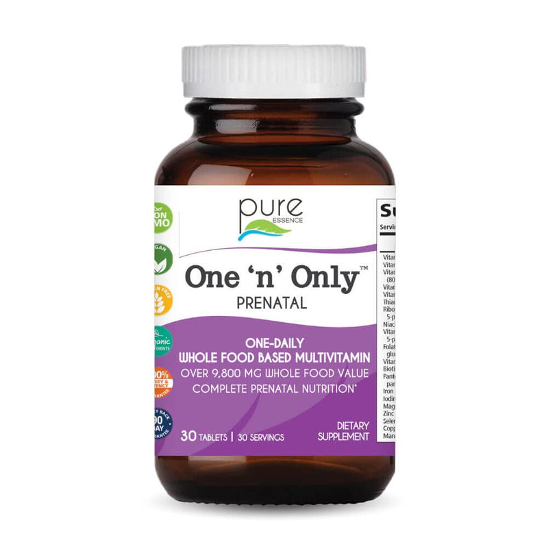 PURE ESSENCE LABS One n Only Prenatal Vitamins - A Once-per-Day Multivitamin Support with Iron, Natural Herbs, Superfoods and Folate - 30 Tablet