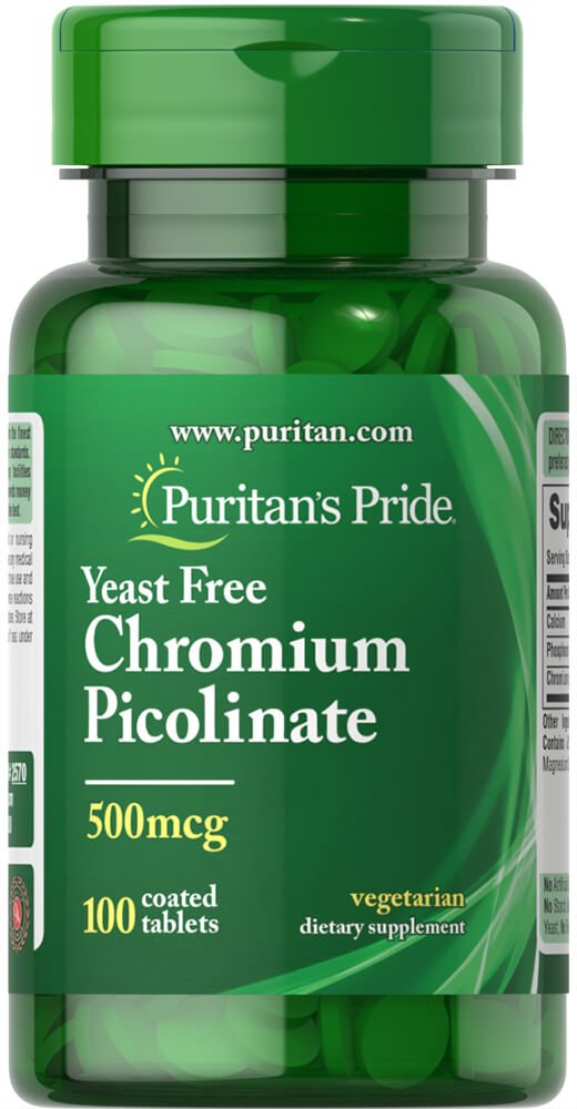[Australia] - Puritans Pride Chromium Picolinate 500 Mcg Yeast Free, 100 Count 100 Count (Pack of 1) 