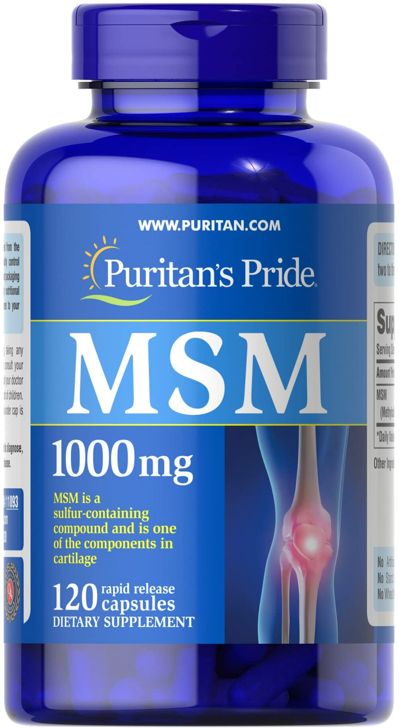 [Australia] - Puritan's Pride Joint Support Formula MSM Rapid Release Capsules, 1000 mg, 120 Count 