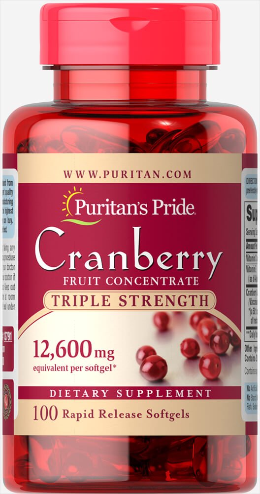 [Australia] - Puritan's Pride Triple Strength Cranberry Fruit Concentrate 12,600 Mg, Supports Urinary and Bladder Health, 100 Count 100 Count (Pack of 1) 