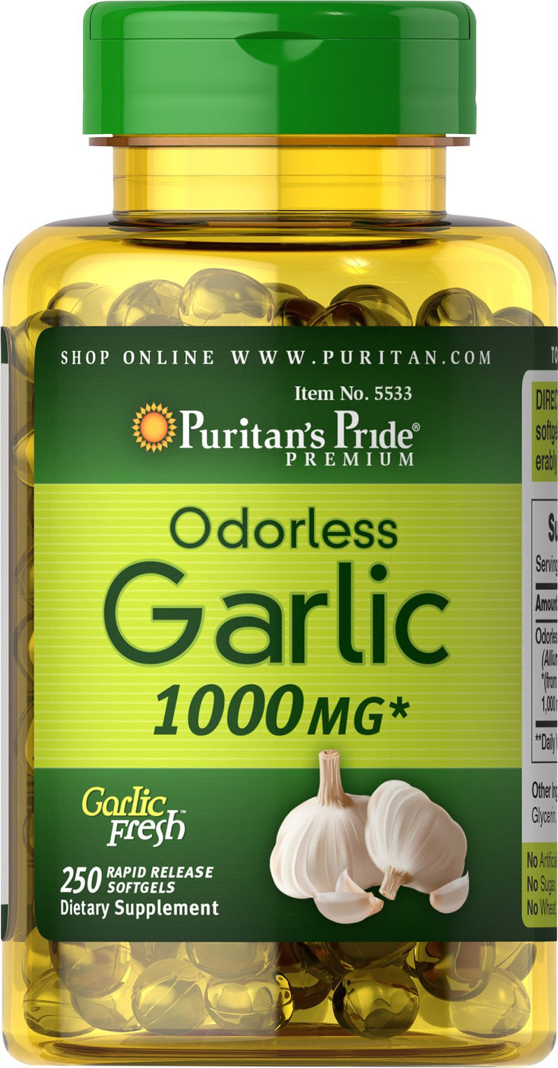 [Australia] - Puritan's Pride Odorless Garlic 1000 Mg Rapid Release Softgels, 250Count 250 Count (Pack of 1) 