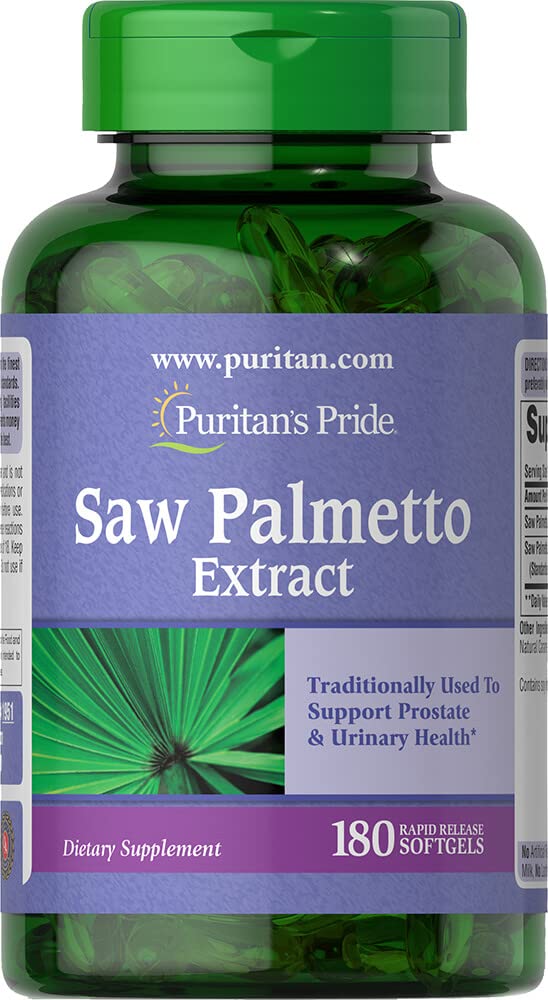 [Australia] - Puritan's Pride Saw Palmetto Extract, Supports Urinary Function and Promotes Prostate heatlh,Softget 180 Count 180 Count (Pack of 1) 