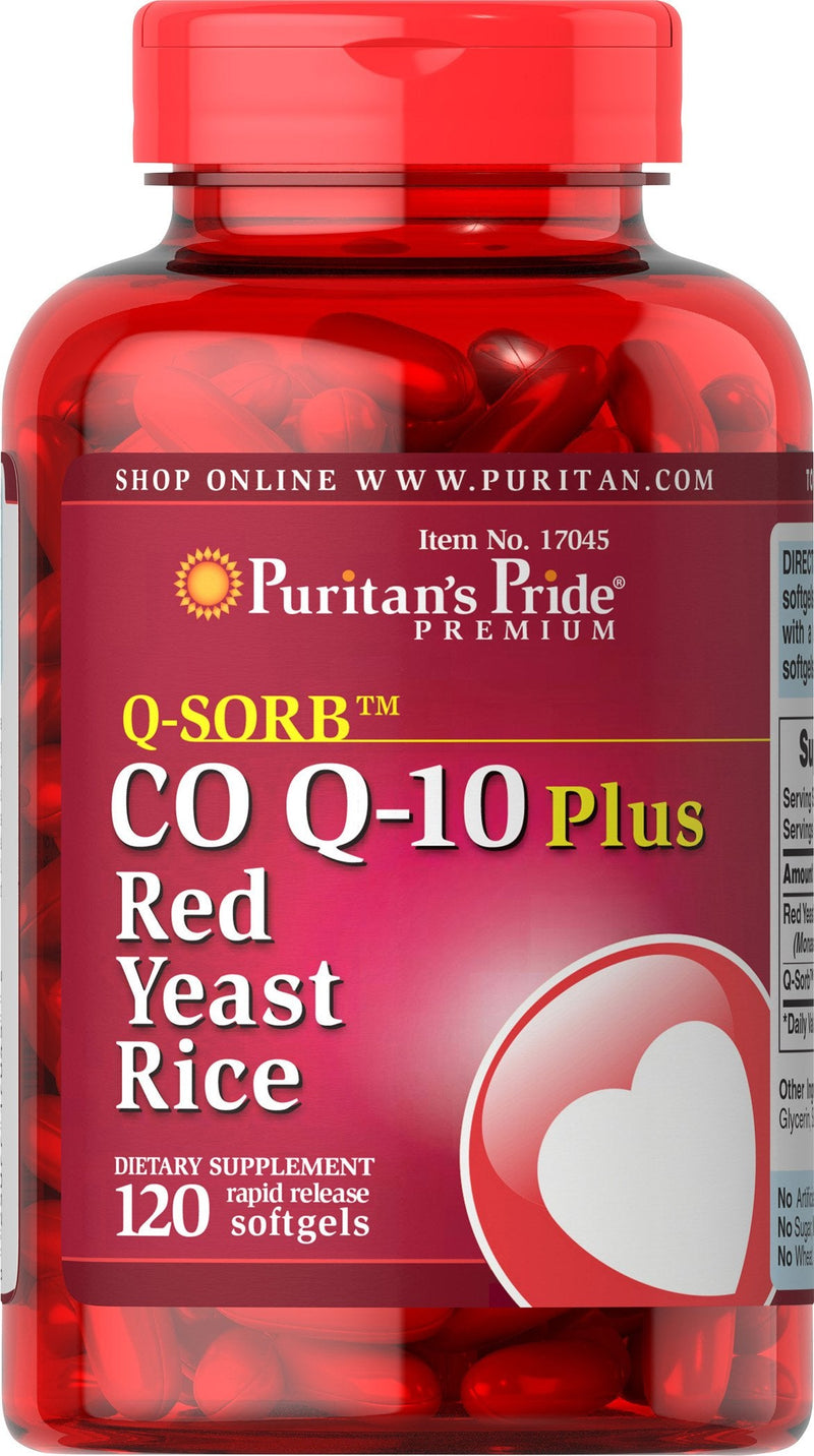 [Australia] - Puritan's Pride Q-Sorb CoQ10 Plus Red Yeast Rice,120 Rapid Release Softgels 