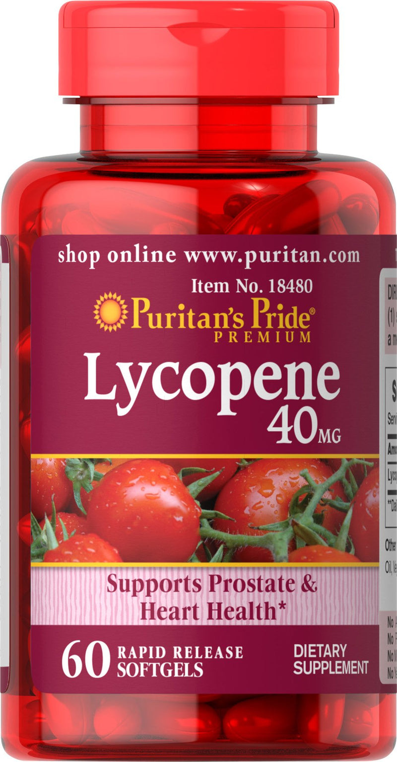[Australia] - Puritan's Pride Lycopene 40 mg, Supplement for Prostate and Heart Health Support**, Contains Antioxidant Properties**, 60 Rapid Release Softgels 60 Count (Pack of 1) 