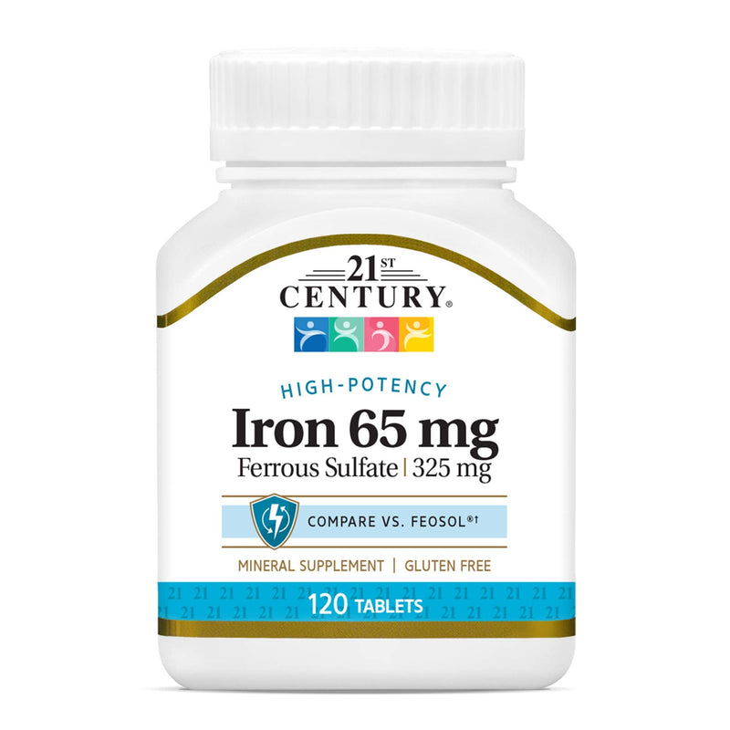 [Australia] - 21st Century Iron 65 mg Ferrous Sulfate 325 mg Tablets, 120 Count Unflavored 120 Count (Pack of 1) 