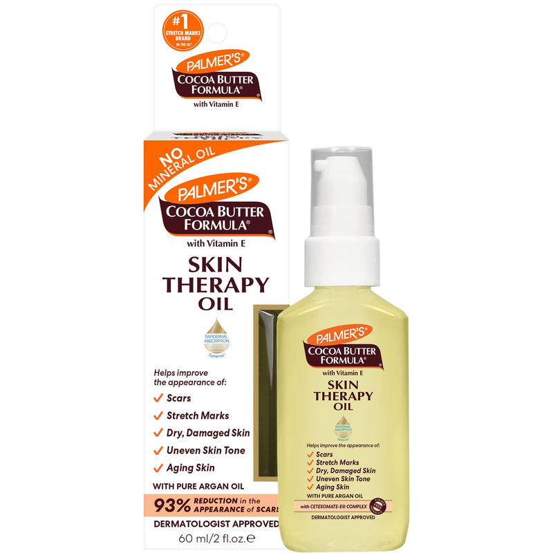 Palmer's Skin Therapy Body Oil, Moisturizing Cocoa Butter Formula (2 Oz) | Deep Body Moisturizer for Dry, Damaged Skin, Scars or Stretch Marks with Vitamin E & Pure Argan Oil, 48hr Moisture