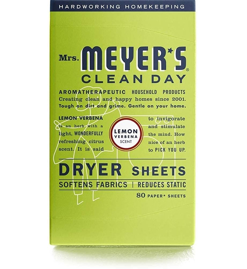 [Australia] - Mrs. Meyer's Clean Day Dryer Sheets, 80 Count (Lemon Verbena, Pack - 1) Lemon Verbena 