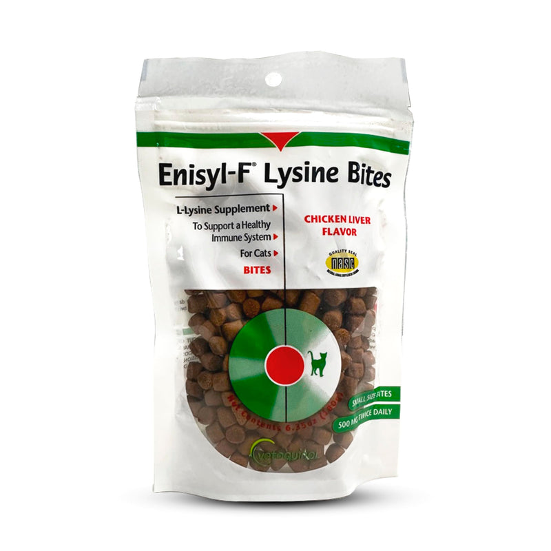 [Australia] - Vetoquinol Enisyl-F Lysine Bites: L-Lysine Chews for Cats & Kittens - Chicken Liver-Flavor, 6.4oz (180g) Recloseable Bag 