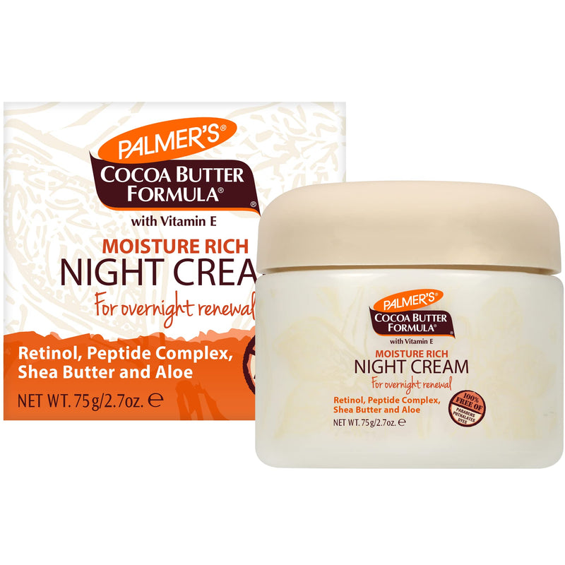 Palmer's Night Cream, Moisture Rich Cocoa Butter Formula (2.7 Oz) | Non Comedogenic Overnight Renewal Suitable for Sensitive Skin, Retinol, Peptide Complex, Shea Butter & Aloe, 48hr Moisture 2.7 Ounce (Pack of 1)