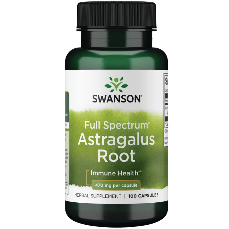 [Australia] - Swanson Astragalus Root - Herbal Supplement Promoting Immune System Support - Natural Formula Supporting Heart '&' Liver Health - (100 Capsules, 470mg Each) 1 