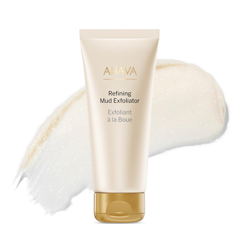 AHAVA Time To Clear Facial Mud Exfoliator - Gentle mud-based scrub to purify, exfoliate & fresh the skin, unveils radiant, boosts skincare absorption, with Osmoter, Vitamin E & Dead Sea Mud, 3.4 Fl.Oz