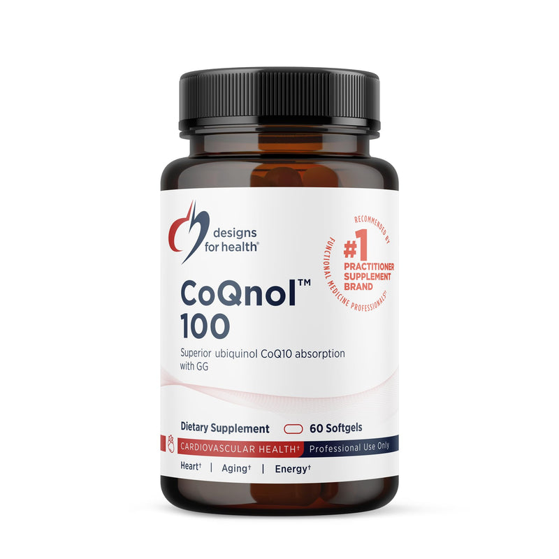 [Australia] - Designs for Health CoQnol 100mg - CoQ10 Ubiquinol with Superior Bioavailability + Exclusive Absorption Technology - Double CoenzymeQ10 Boost with GG - Heart, Healthy Aging + Cell Support (60 Softgels) 