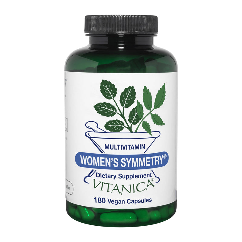 Vitanica Women's Symmetry, High Potency Daily Multivitamin, Vegan/Vegetarian, 180 Capsules Unflavored 180 Count (Pack of 1)
