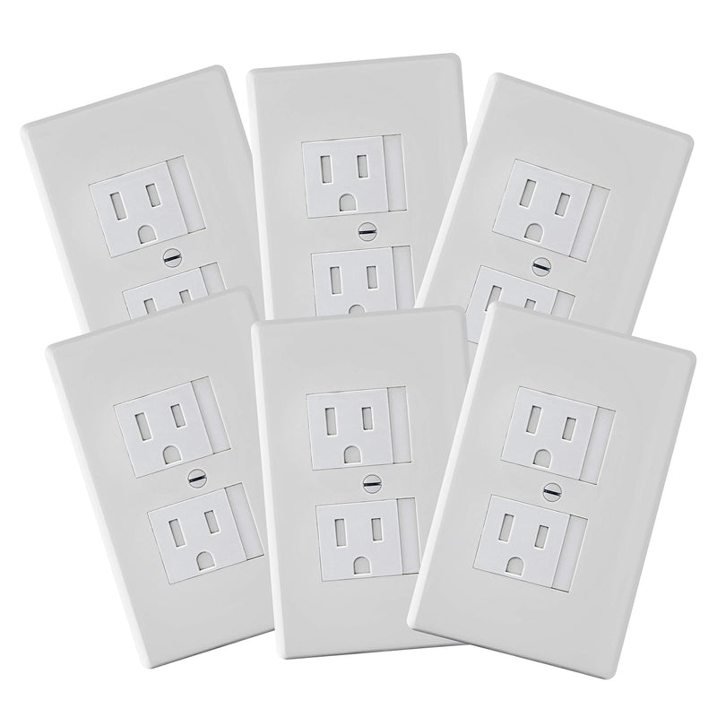 [Australia] - 6-Pack Safety Innovations Self-Closing Outlet Covers (For Center Screw Outlets Only) - An Alternative To Wall Socket Plugs for Child Proofing Outlets, (1-Screw), (White) 