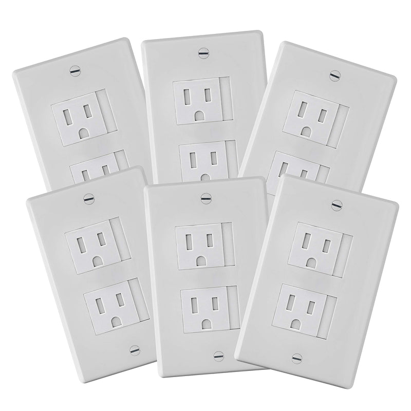 [Australia] - 6-Pack Safety Innovations Self-closing (2 Screw) Decora Outlet Covers- An Alternative To Wall Socket Plugs for Child Proofing Outlets (White) 
