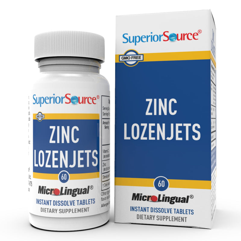 Superior Source Zinc Lozenjets - Immune System Support Supplement - Trace Mineral Supplement Aids Systems & Functions - Zinc Supplement for Women & Men - 60 Instant Dissolve Tablets 60 Count (Pack of 1)