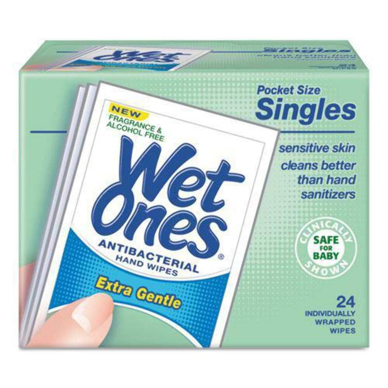 [Australia] - WET ONES Sensitive Skin Hand Wipes, Singles Extra Gentle Fragrance & Alcohol Free 24 ea Fragrance-Free 24 Count (Pack of 1) 