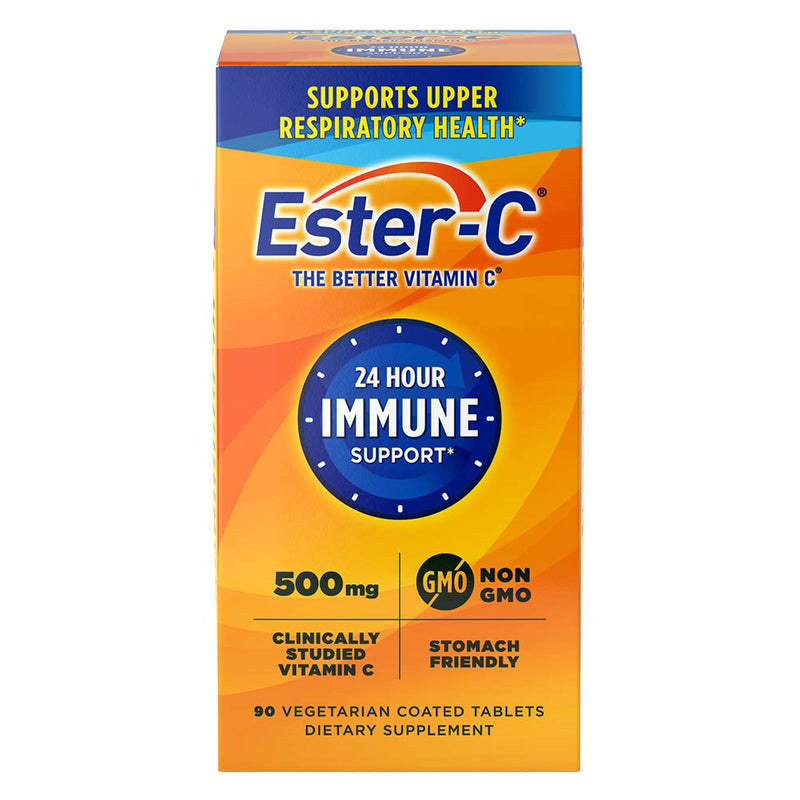 Ester-C 500 mg, 24 Hour Vitamin C Tablets for Immune Support, 90ct | 24 Hour Immune Support, Vitamin C Supplement Unflavored 90 Count (Pack of 1)