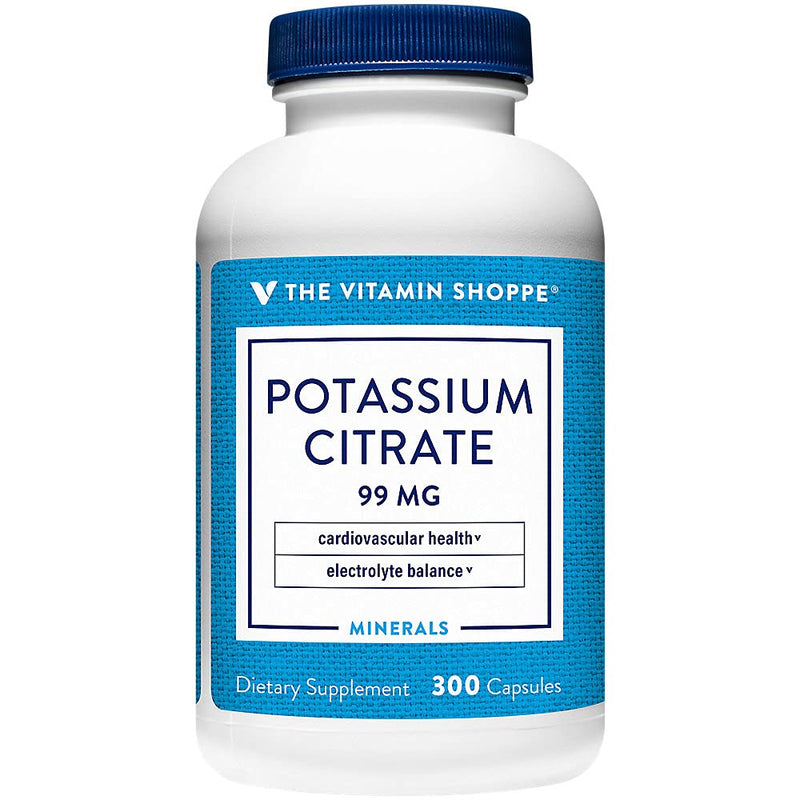 [Australia] - The Vitamin Shoppe Potassium Citrate 99MG, Supports Cardiovascular & Cellular Health (300 Capsules) Citrus 300 Count (Pack of 1) 