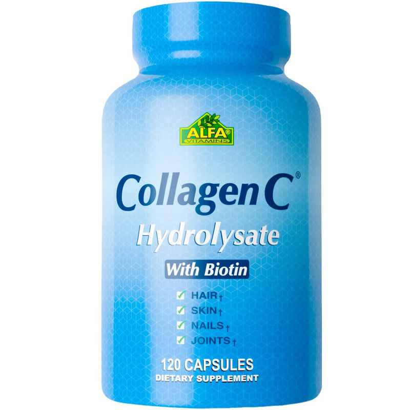 Premium Collagen Hydrolysate By Alfa Vitamins - Anti-Aging Nutritional Supplement Rich In Vitamin C - Skin, Nails & Hair Rejuvenation - Supports Bone & Muscle Health - Made In USA - 120 Capsules 120 Count (Pack of 1)
