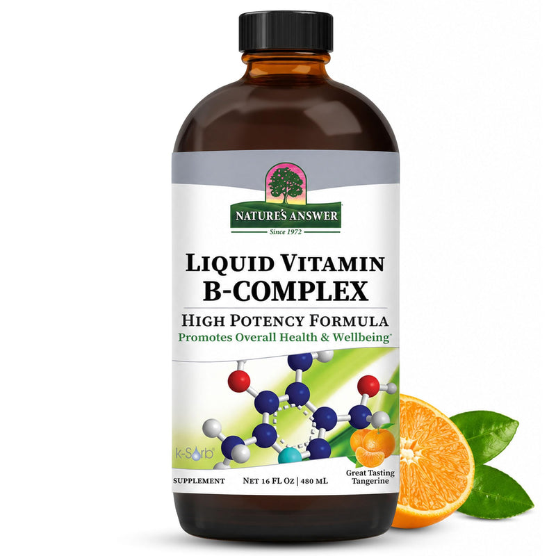 Nature's Answer Liquid Vitamin B-Complex Supports Healthy Energy Levels | Promotes Healthy Nerve Function | All-Natural Tangerine Flavor | Gluten-Free & Benzoate-Free 16oz | High Potency Formula, Supports Healthy Energy Levels, All-Natural Tangerine Fl...