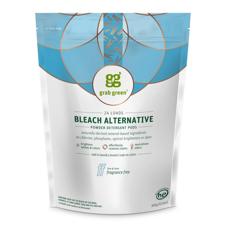 [Australia] - Grab Green Natural Bleach Alternative Pods, Non-Chlorine Bleach, Fragrance Free, Unscented/Free & Clear, 24 Loads 