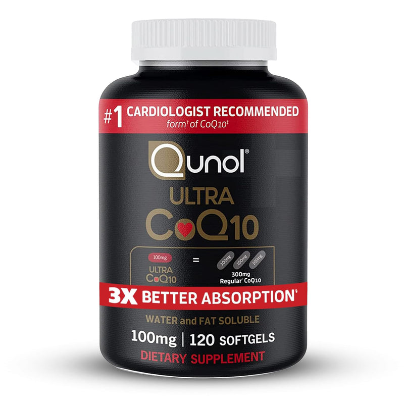 Qunol Ultra CoQ10 100mg, 3X Better Absorption, Antioxidant, 120 Softgels | #1 Cardiologist Recommended Supplement for Heart Health, Coenzyme Q10 Supplement to support Vascular Health & Cellular Energy 120 Count (Pack of 1)