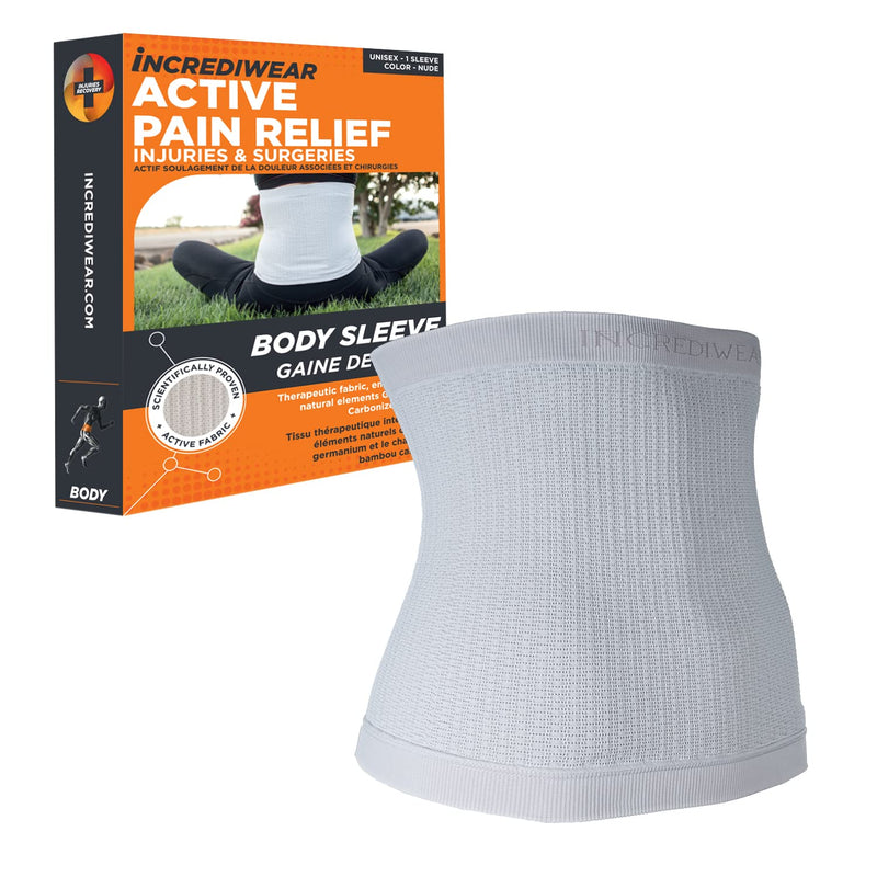 Incrediwear Body Sleeve – Back Support Sleeve for Lower Back Pain Relief and Lumbar Support, Helps with Inflammation & Swelling, Supports Recovery from Injuries and Surgeries Small/Medium White