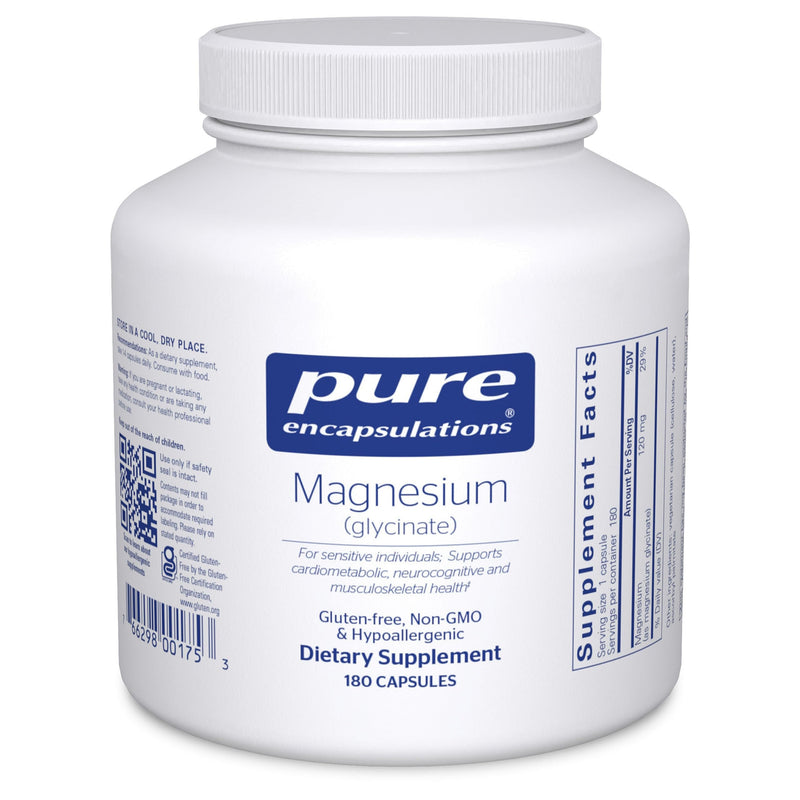 Pure Encapsulations Magnesium (Glycinate) - Supplement to Support Stress Relief, Sleep, Heart Health, Nerves, Muscles, and Metabolism* - with Magnesium Glycinate - 180 Capsules | Supplement to Support Stress Relief, Sleep, Heart Health, Nerves, Muscles...