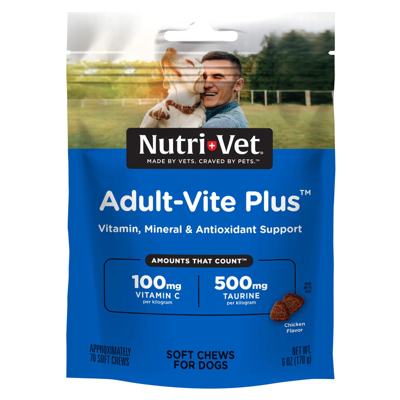 Nutri-Vet Adult-Vite Plus Soft Chews for Dogs - Formulated with Vitamins and Minerals - Supports Everyday Health - 70 Count - 6 Ounces - PawsPlanet Australia