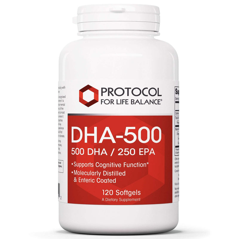 [Australia] - Protocol DHA-500 - DHA 500mg & EPA 250mg - Fish Oil Supplement - Brain Health & Support* - Easy Digestion - Non-GMO & Halal - 120 Softgels 