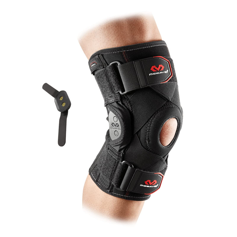 [Australia] - McDavid Hinged Knee Brace for Men and Women, Knee Brace with Side Stabilizers, Knee Compression Sleeves and Stability Straps for ACL, LCL, Arthritis, Tendonitis, MCL, Patella, Left and Right Large 