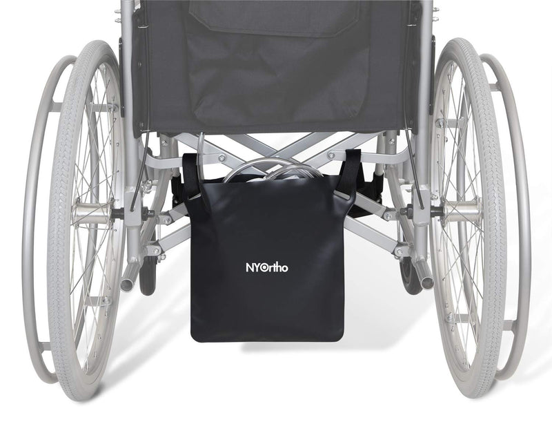 [Australia] - NYOrtho Urinary Drainage Bag Holder - Black Vinyl Catheter Bag Covers with Adjustable Straps - Privacy Bag for Urine, Nephrostomy, or Foley Bags - Hangs Discreetly Under Wheelchair, Geri-Chair, Bed Single (1) 