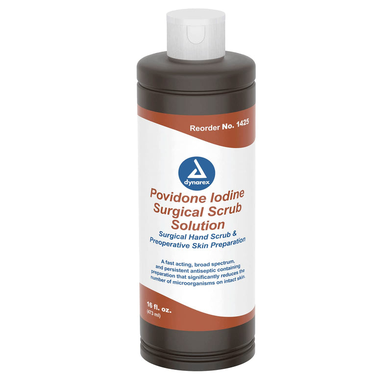[Australia] - Dynarex Povidone-Iodine Scrub Solution, Antiseptic Solution for Skin and Mucosa, Ideal for Surgical Site Preparation, Contains Povidone Iodine 7.5%, 16 fl. oz., 1 Bottle 16 Fl Oz (Pack of 1) 