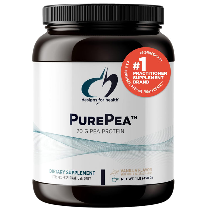[Australia] - Designs for Health PurePea - 20g Vegan Pea Protein, Non-GMO Natural Drink Mix Powder Supplement, Vanilla (15 Servings / 450g) 