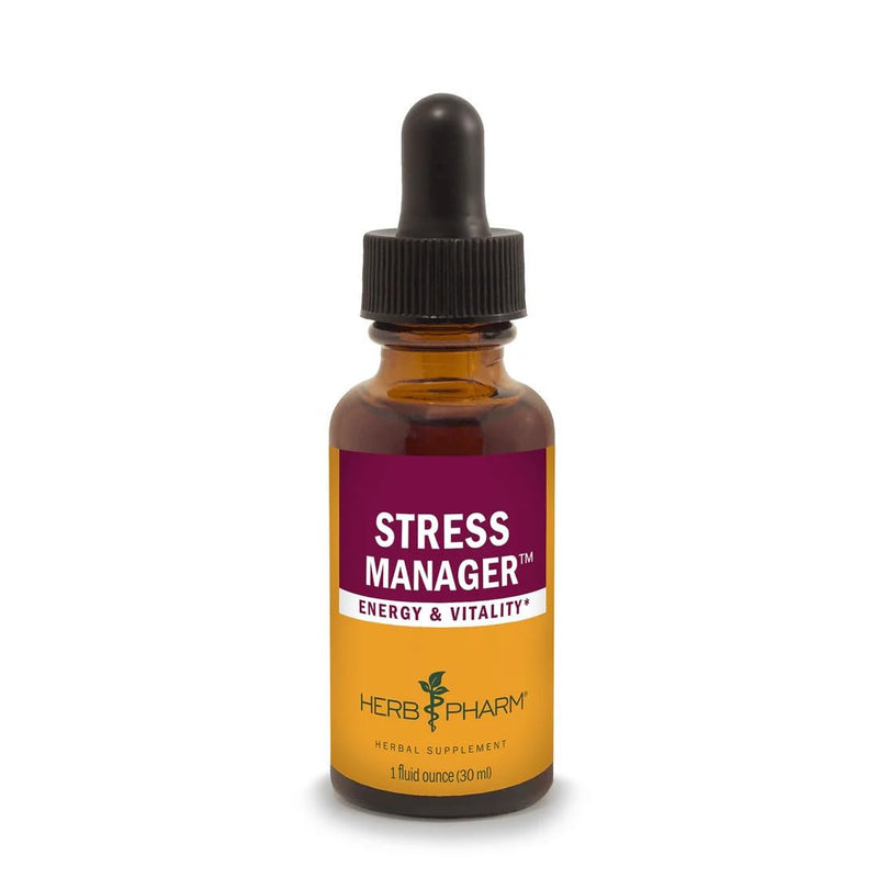 [Australia] - Herb Pharm Stress Manager: Adaptogenic Stress Support Tincture, Rhodiola Rosea, Holy Basil Extract, Reishi Mushroom Extract, Adrenal Function Support, Vegan, Non-GMO, 1 Oz - Packaging May Vary 1 Fl Oz (Pack of 1) 