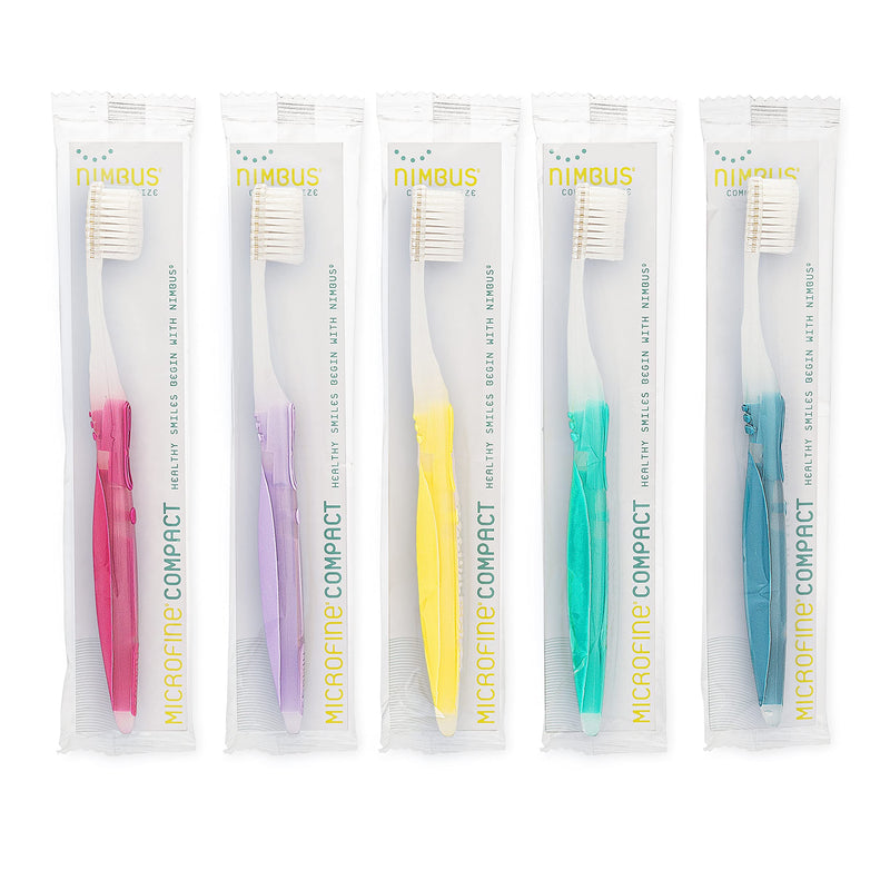 [Australia] - Nimbus Extra Soft Toothbrushes (Compact Size Head) Periodontist Design Tapered Bristles for Sensitive Teeth and Receding Gums, Individually Wrapped Plaque Remover Toothbrush (5 Pack, Colors May Vary) 
