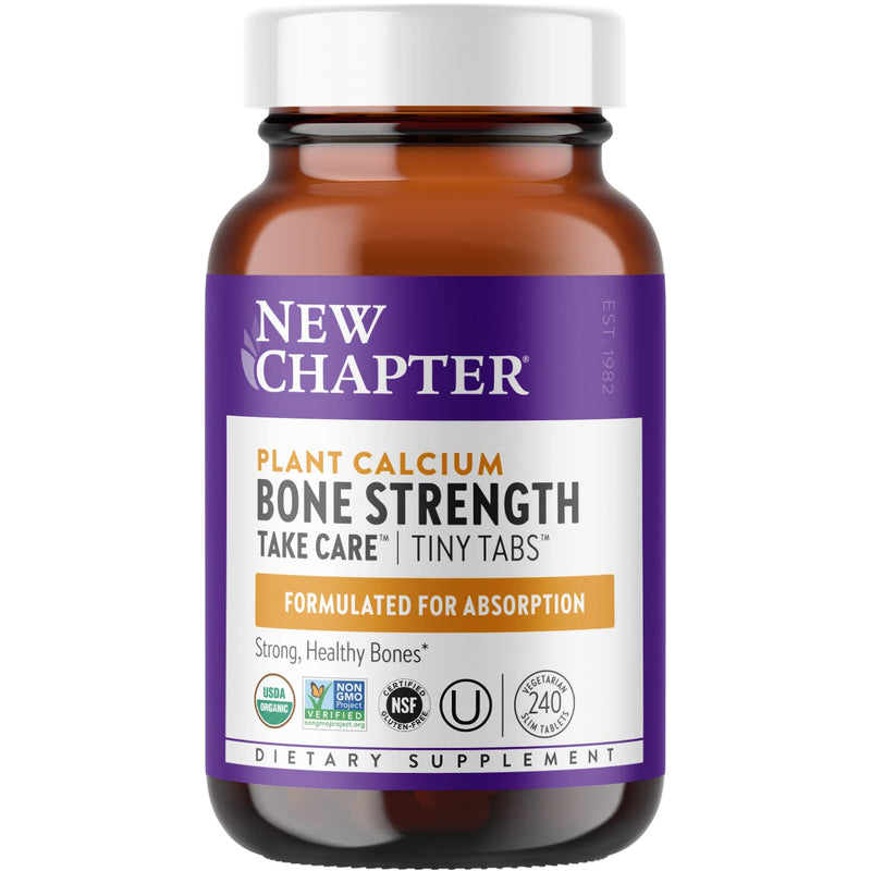 [Australia] - New Chapter Calcium Supplement - Bone Strength Tiny Tabs Organic Calcium with Magnesium, Vitamin D3+K2, 70+ Trace Minerals for Bone Health, Gluten Free, Easy to Swallow - 240 ct Unflavored 240 Count (Pack of 1) 