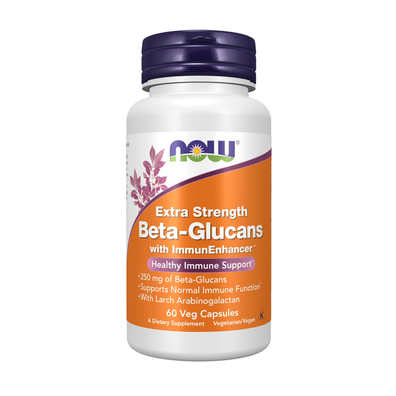 NOW Foods Supplements, Beta-Glucans with ImmunEnhancer™ with Larch Arabinogalactan, Extra Strength, 60 Veg Capsules 60 Count (Pack of 1)