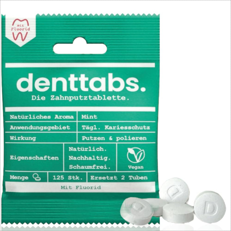 [Australia] - Denttabs tablets for teeth cleaning 125 pc. 125 Count (Pack of 1) 