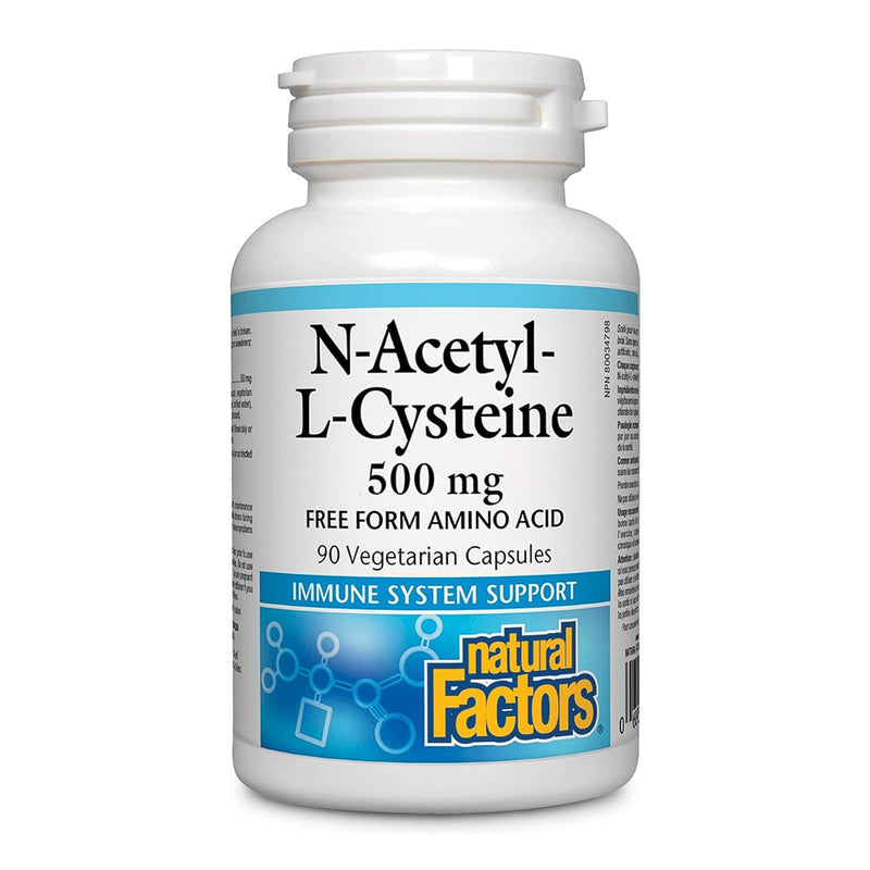 [Australia] - Natural Factors N-Acetyl-L-Cysteine 500 mg, Superior Antioxidant Support for Respiratory & Immune Systems, 90 Capsules 