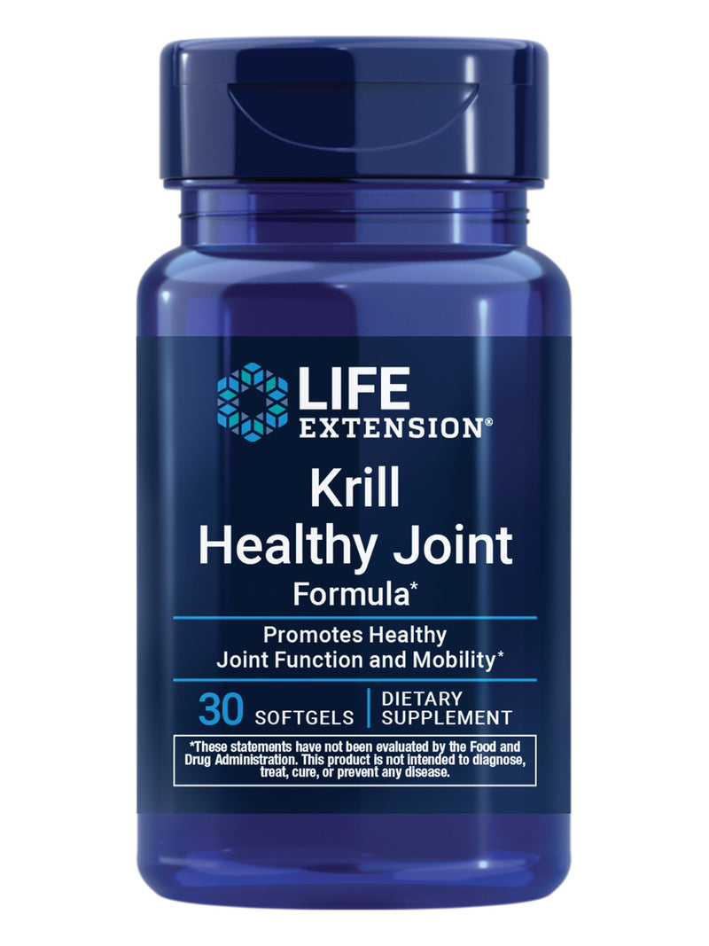 Life Extension Krill Healthy Joint Formula, 30 Softgels | Krill Oil, Hyaluronic Acid & Astaxanthin Combo for Healthy Joints, Gluten-Free & Non-GMO Standard Packaging