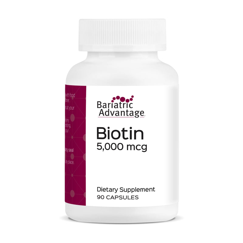 Bariatric Advantage Biotin 5,000 mcg, 90 Count | 5,000 mcg Biotin, for Bariatric Surgery Patients, Hair, Skin and Nails Support*, Easy-Digest Mini Capsules, Biotin Supplement