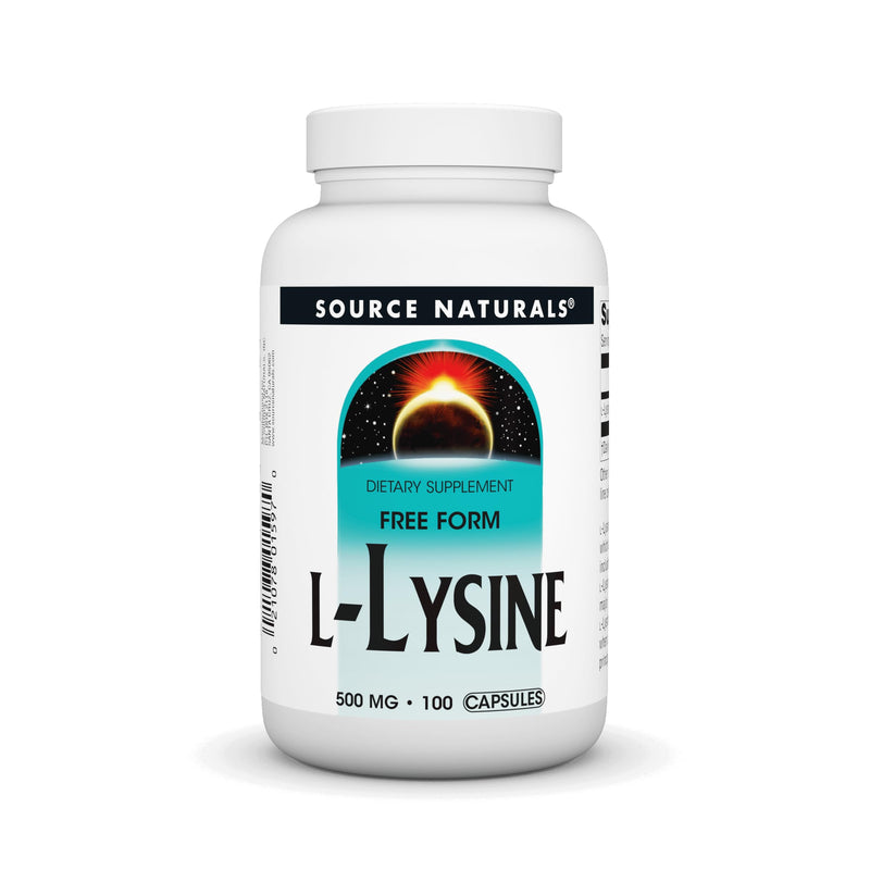 [Australia] - Source Naturals L-Lysine Free Form -Amino Acid Supplement Supports Energy Formation & Collagen - 100 Capsules 100 Count (Pack of 1) 